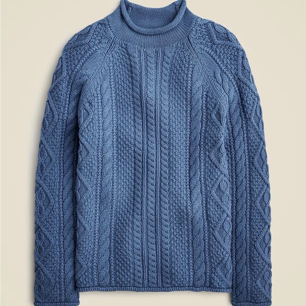 NWT J. Crew Men’s Slate Blue Cable Crewneck Sweater